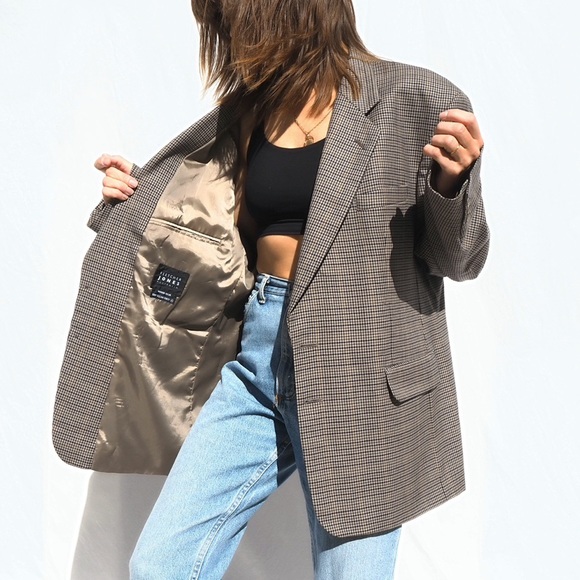 Other - VINTAGE CHECK HOUNDSTOOTH OVERSIZE MENS BLAZER
